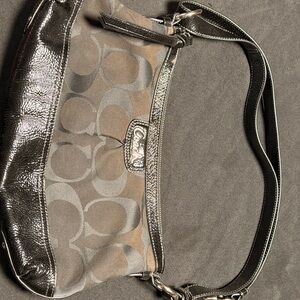 Coach Metallic Black and Brown Shoulder Bag